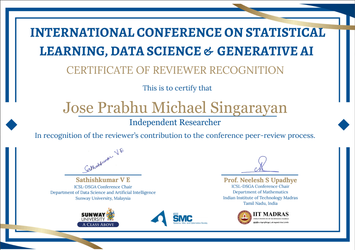 Certificate of Reviewer Recognition — ICSL-DSGA 2026